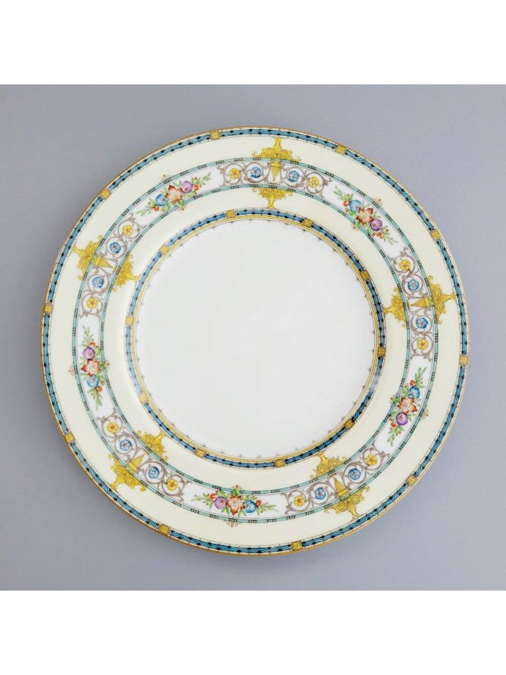 Vintage Minton Windermere Dinner Plate, Neoclassical Aqua Floral c.1923-64